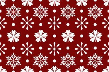 seamless snowflake pattern, Christmas, red background 