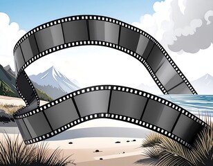 Fototapeta premium Filmstrip at a scenic beach