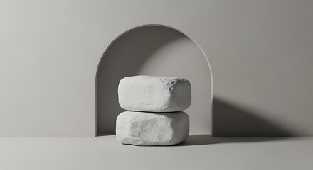 Minimalist Stacked Blocks in Archway.