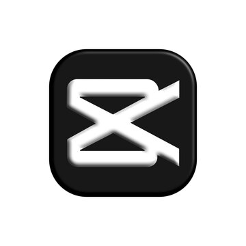capcut 3d logo with glossy black square. capcut video editing app 3d icon with shadow.