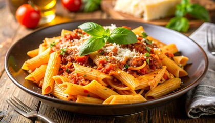Hearty pasta dish with tomato sauce