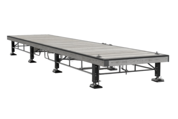 Long industrial roller conveyor system for automated material handling.