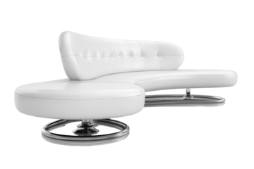 Modern white ergonomic chaise lounge chair with a chrome pedestal base.