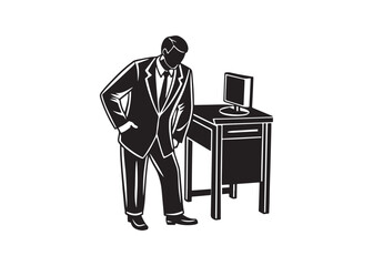 Businessman Examining Laptop.