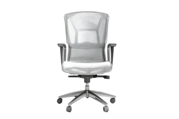 Modern ergonomic office chair with mesh back isolated on a white background.