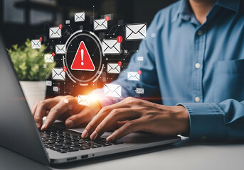 Cybersecurity alert protecting digital information from online threats and data breaches