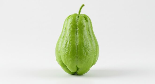 Vibrant Green Chayote Squash Isolated on White Background