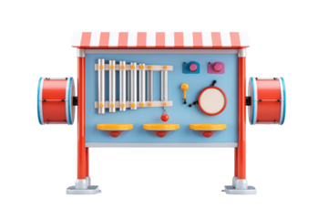 Colorful outdoor musical playground instrument station for kids.