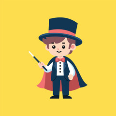 Cute Magician Boy Character Vector