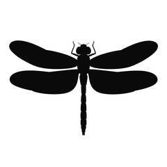 Black silhouette of a dragonfly with wings spread wide