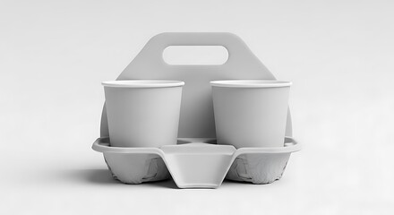 Two Disposable Coffee Cups in a Cardboard Carrier.