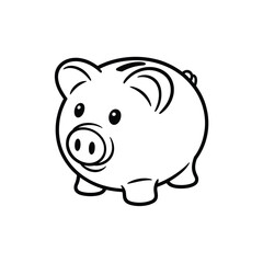 Simple outline drawing of a cute piggy bank