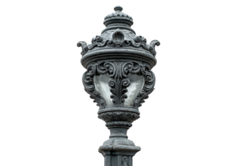 Ornate vintage street lamp isolated on a white background.