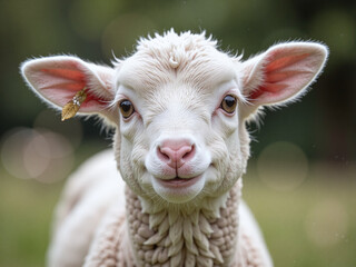Obraz premium The lamb’s charming smile captures the healthy and lively spirit of the farm.
