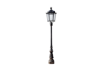 Vintage ornate street lamppost isolated on a white background.