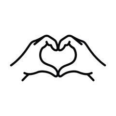 Fototapeta premium Outline of two hands forming a heart shape against a white background