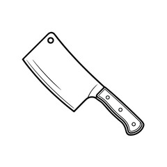 Hand drawn illustration of a butcher knife on a white background