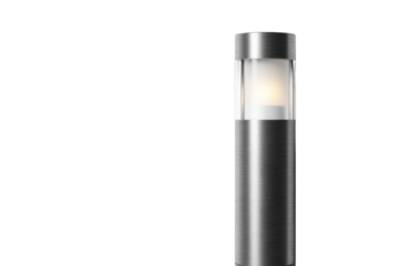 Modern Cylindrical Outdoor Bollard Light with Warm Illumination.