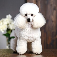 White Poodle Studio Portrait