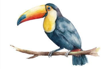 Fototapeta premium Watercolor Toucan on Branch