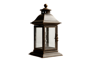Classic bronze metal and glass grave lantern isolated on white.