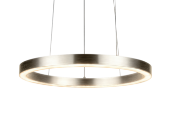 Modern circular LED ring pendant light fixture.