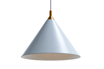 Modern conical pendant lamp with gold accent isolated on white.
