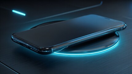 Smartphone on wireless charger. Generative AI