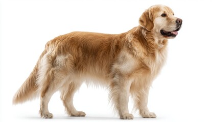 Golden Retriever Dog Profile on White Background