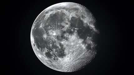 Detailed Lunar Surface Full Moon Phase Showing Craters On Dark Celestial Sphere
