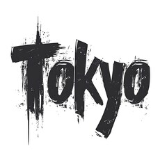 Gritty, distressed brushstroke typography featuring the word 'Tokyo', capturing an urban, artistic aesthetic for design projects related to Japanese culture and travel