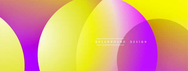 Abstract colorful circles overlap creating vibrant gradient background. Modern design elements suggest fluidity, energy, positivity.