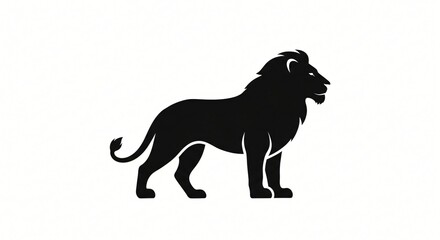 Obraz premium Majestic Black Lion Silhouette Wild Animal Profile View Powerful King of the Jungle Wildlife