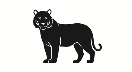 Obraz premium Majestic Black Tiger Silhouette Powerful Wildlife Animal Illustration Graphic Design Element