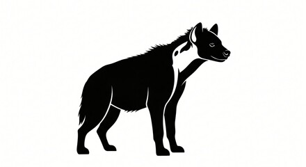 Obraz premium Spotted Hyena Silhouette African Wildlife Illustration Black and White Animal Graphic