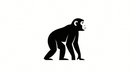 Obraz premium Stylized Chimpanzee Silhouette Illustration of Ape Primate Monkey Wildlife