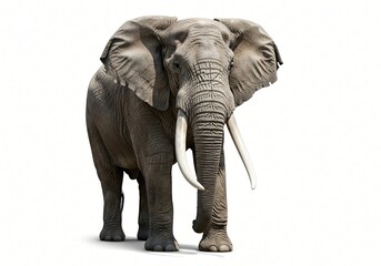 Obraz premium Majestic African Elephant with Large Tusks Isolated on White Background Wildlife Photography