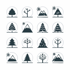 Veterans Day Tribute: Flat lay of minimalist black and white tree icons against a white background, conveying a solemn and respectful mood.