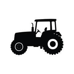 Silhouette of a classic farm tractor, a symbol of agricultural machinery, tractor silhouette vector illustration