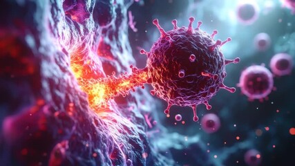Virus cell penetration animation