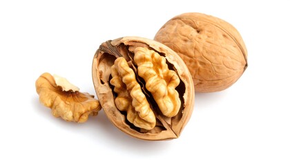 Walnuts/Cracked/White Background