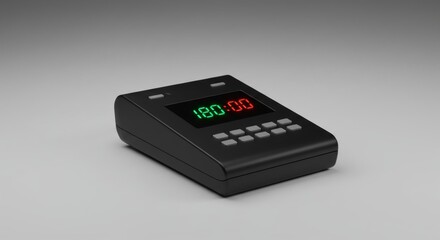 Digital Timer with Led Display in Black Case on Gray Background