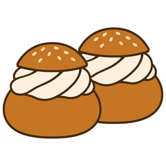 Vastlakukkel Estonia cream buns flat color vector illustration template design