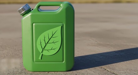 A green recycling bin for plastic bottles and cans sits isolated on the grass