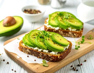 Healthy avocado toast with feta