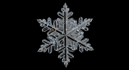 Intricate ice crystal snowflake macro photography.
