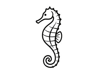 Fototapeta premium Elegant seahorse outline, perfect for coastal designs, nautical themes, and marine life projects; a versatile, minimalist illustration for creative ventures