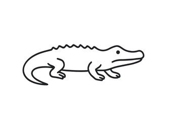 Stylized alligator illustration in simple line art, perfect for educational materials or branding with a playful, modern touch and scalable vector graphics