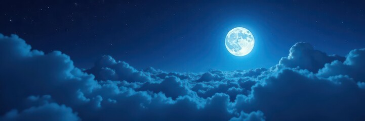 Serene moonlit night, stars gleam through wispy clouds , midnight, lunar, space