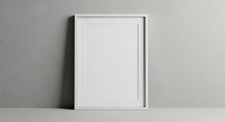 White Picture Frame on Gray Wall.